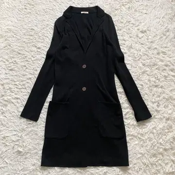 컨디션 최상 라르디니 롱 가디건 코튼 블랙 이탈리아제 40