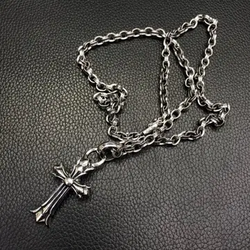 더블 CH 크로스 하트 목걸이 페이퍼 체인 실버 925 각인