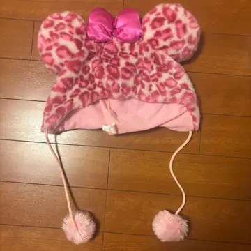 미키 귀달린 핑크 레오파드 무늬 모자