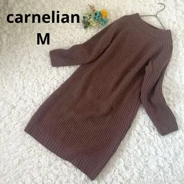 카넬리안 니트 원피스 긴팔 무릎 아래 울 혼방 모카 브라운 M