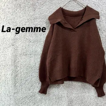 3445 라지엠 긴팔 스키퍼 니트 스웨터 브라운 볼륨 소매