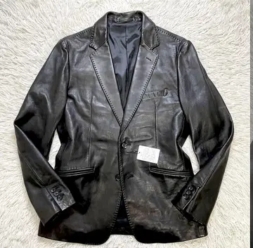 HIGH STREET 램 가죽 테일러드 자켓 사이즈 L 양가죽 블랙