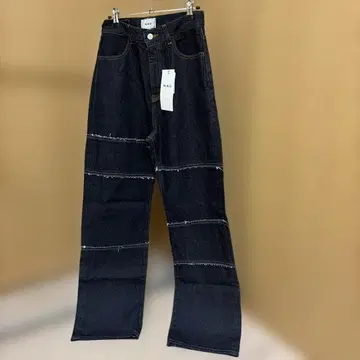 다크 블루 절개 디자인 스트레이트 청바지