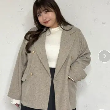 [ 빅 사이즈 ] 참 포함 트위드 골드 더블 버튼 자켓