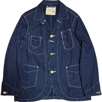 새상품급 Pherrow's 워배시 스트라이프 레일로드 자켓 38