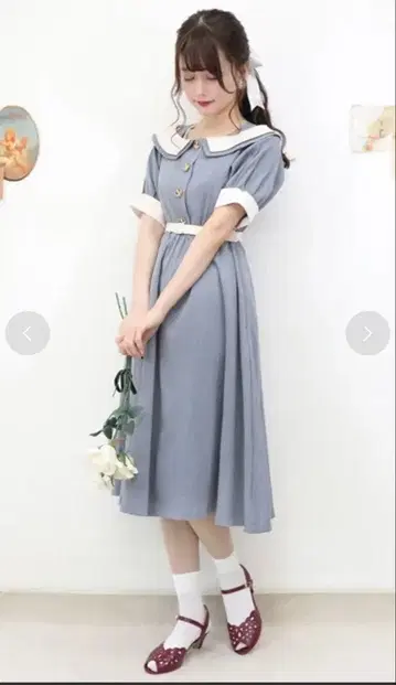 an another angelus 오프숄더 바이컬러 원피스