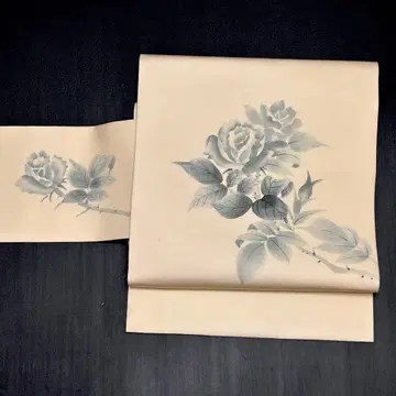 나고야 오비 시오제 순수 실크 수제 염색 크림 장미 so228