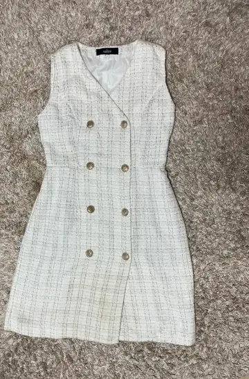 트위드 슬리브리스 원피스