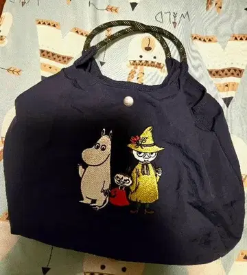 무민 자수 토트백 네이비 소 사이즈