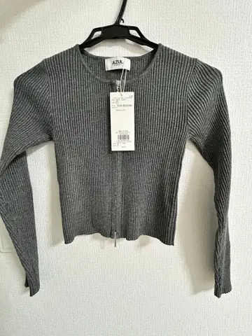 AZUL by MOUSSY 그레이 리브 니트 상의