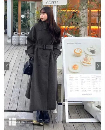 옷깃 3Way 벨트 포함 페이크 울 트렌치코트 [ze783] M 사이즈