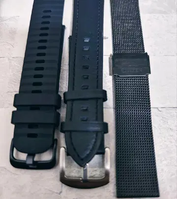 22mm CITIZEN 블랙 검정 남성용 손목시계용 벨트 3개 세트