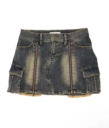 ACLENT 지퍼 슬릿 데님 미니 스커트