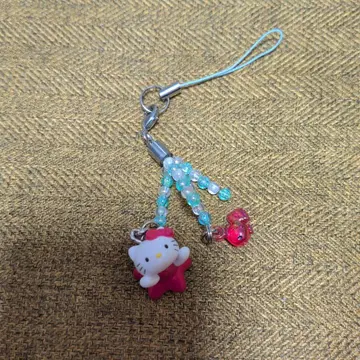 헬로키티 빨간 옷을 입은 귀여운 금붕어 지역 한정 스트랩 키링 레어