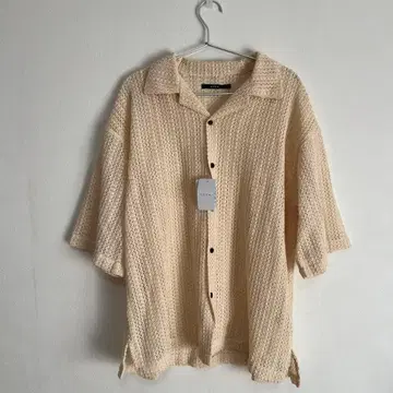 새상품 CPCM 시스루 니트 셔츠 오픈 카라 셔츠 아이보리