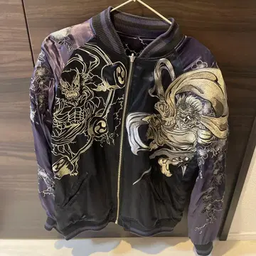 새상품급 풍신뇌신 자수 스카잔 블랙과 보라색 카라쿠리타마시