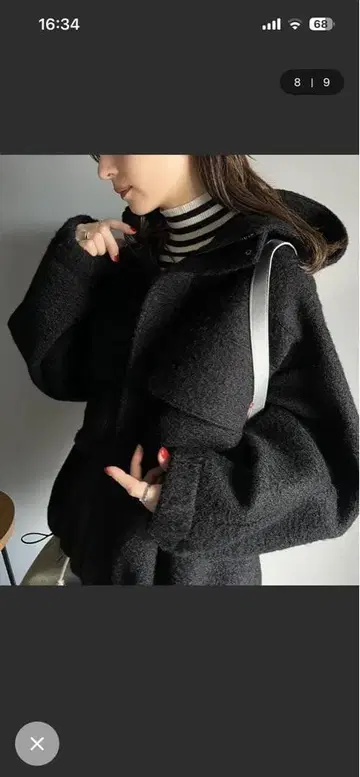 Java 후드 부착 블랙 플리스 자켓