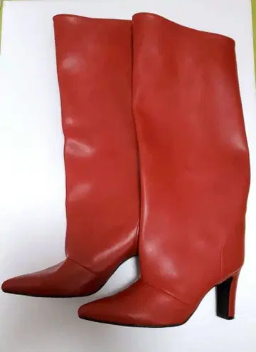 MAMIAN 와이드 샤프트 롱 부츠 레드(8cm 힐) 새상품급