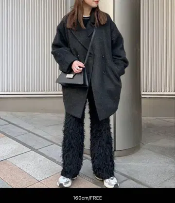 새상품급 P코트 울 블렌드 샤기 코쿤 코트