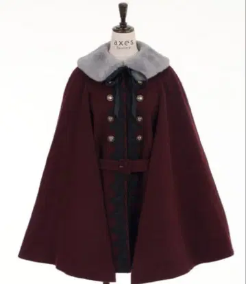 axesfemme 클래식 케이프 코트 와인