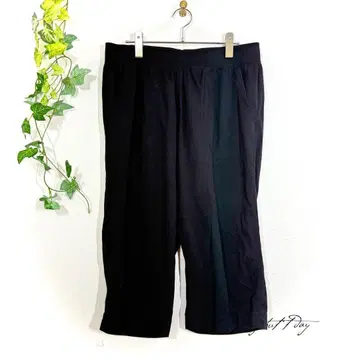 유니클로 캐주얼 맨투맨 릴랙스 와이드 크롭 팬츠 XL 블랙