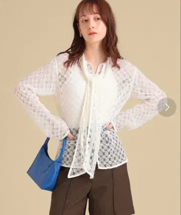 레이스 보우 칼라 블라우스 Ray BEAMS