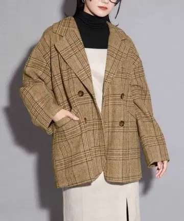 ANAP 체크 미들 기장 자켓 코트