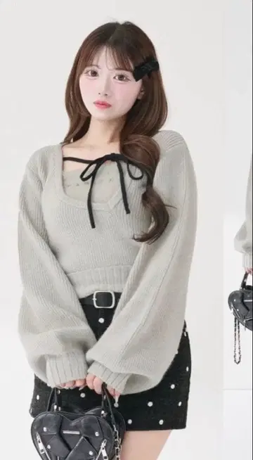 Darich 다리치 아지메 레이어드 니트탑 그레이