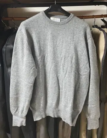 Ballantyne 그레이 크루넥 니트 스코틀랜드 캐시미어 100