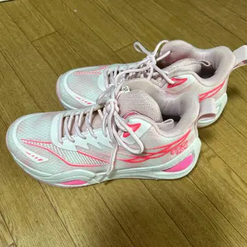 핑크 메쉬 하이컷 스니커즈 24.5cm