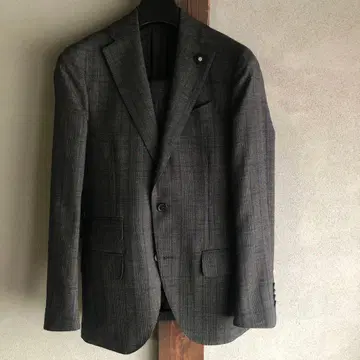 LARDINI DK 그레이 글렌 체크 수트 42