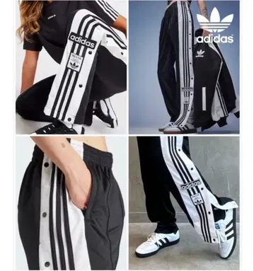 아디다스 스냅 버튼 캐주얼 팬츠 블랙/화이트