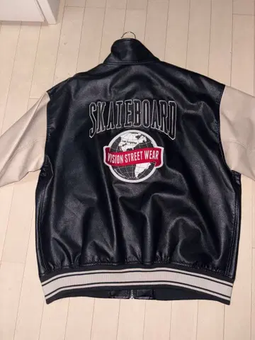 VISION STREET WEAR 바시티 자켓 블랙/베이지