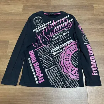 헤이세이 갸루 남자 y2k 블랙 긴팔 티셔츠 그래픽 프린트