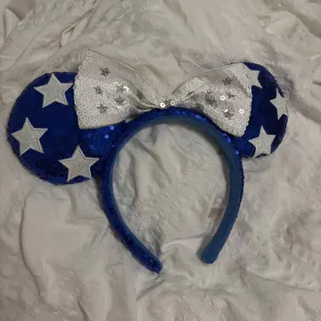 별 패턴 리본 포함 파란색 머리띠
