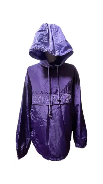 보라색 후드 부착 나일론 자켓