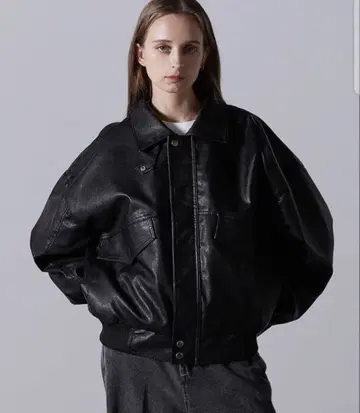 [ CLEL ] 빈티지 디자인 인조 가죽 블루종 M 사이즈