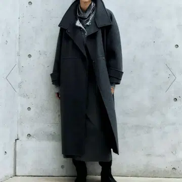 갤레스트 GALLEST 울 리버 코트 롱 코트 블랙