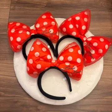 새상품급 디즈니 도트 머리띠 미니 마우스 빅 리본