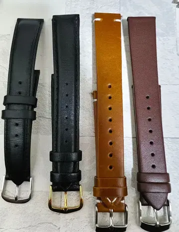 18mm 가죽 벨트 3개 세트 천연 가죽 밴드 오렌지 블랙 브라운