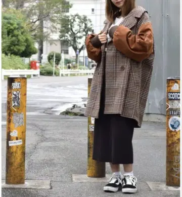 더블 클로젯 소매 MA-1 체크 코트