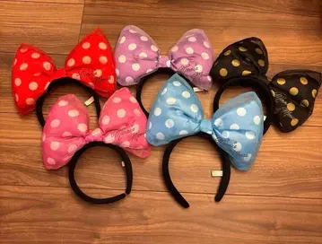 도쿄 디즈니 리조트 미니 도트 빅 리본 머리띠 5색 세트