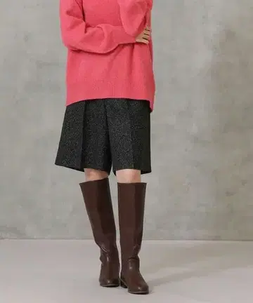 AuieF 트위드 숏팬츠 블랙 울 혼방 하프 팬츠 백 밴딩