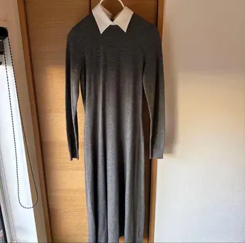 LAUREN 그레이 니트 롱 원피스 긴팔