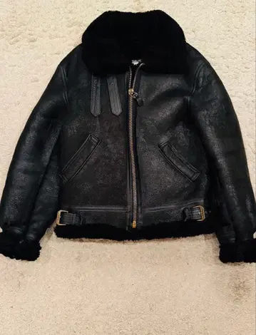 블랙 가죽 밀리터리 자켓