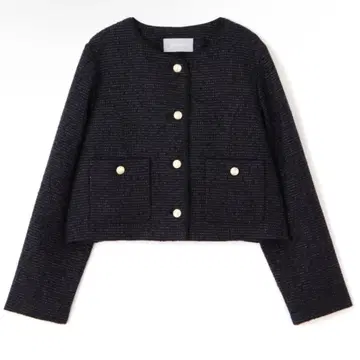 오리지널 라메 트위드 노카라 자켓 JILL STUART