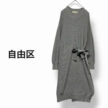 정가 19,690엔 자유구 허리 리본 니트 원피스 38