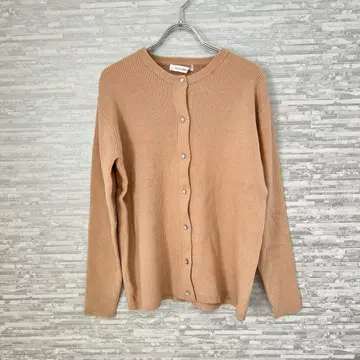 엘레가먼트 긴팔 가디건 겉옷 베이지 리브 면 혼방 오피스 깔끔한