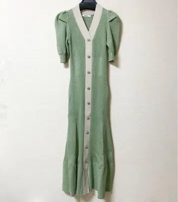 SNIDEL 프론트 버튼 라메 니트 원피스