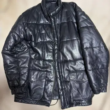 블랙 가죽 퀼팅 자켓 XL